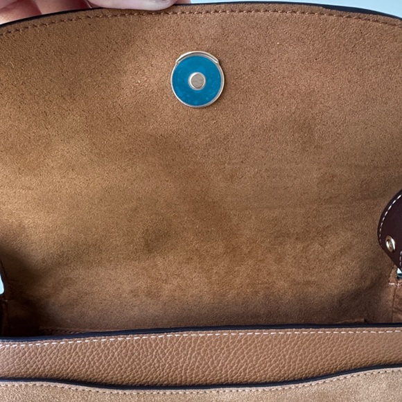 ✨Coach Macie Suede Colorblock Cream and Brown Leather Crossbody Bag - New - Picture 8 of 12